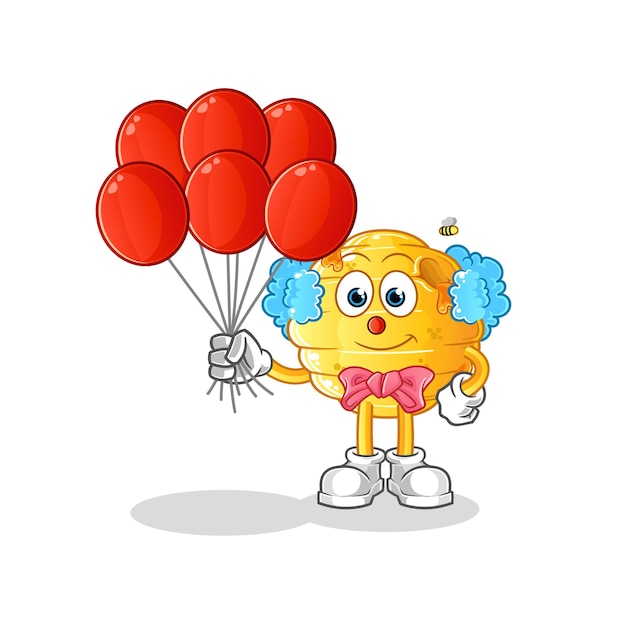 Honingraatclown met ballonnenvector stripfiguur