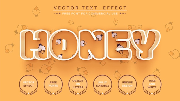 Honingstreek bewerk teksteffect bewerkbare lettertypestijl