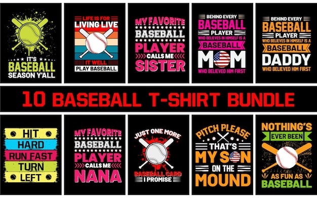 Honkbal bundel t-shirt ontwerp vector grafische typografie t-shirt ontwerp