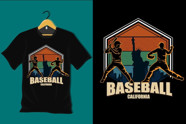 Honkbal Californië Retro Vintage T-shirtontwerp