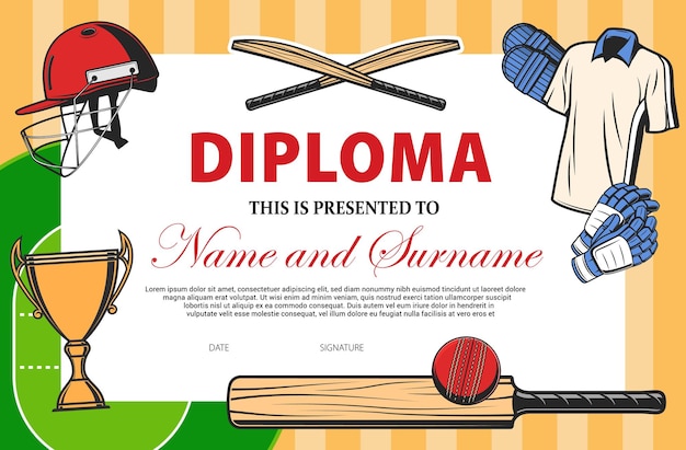Honkbal certificaat sport award diploma sjabloon