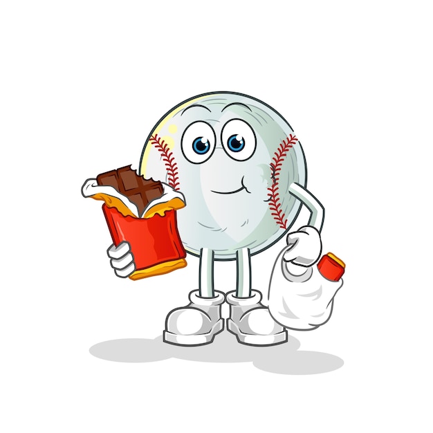 Honkbal eet chocolade mascotte illustratie