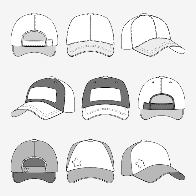 Honkbal GLB voorrug en zijaanzicht overzicht vector. Sjabloon met doppen, illustratie van de dop voor spor