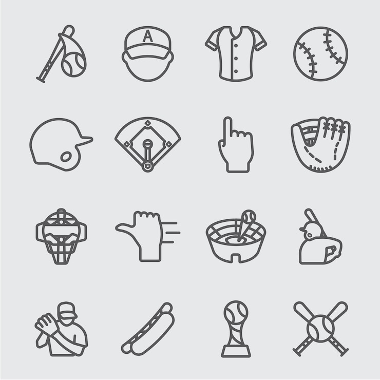 Vector honkbal lijn pictogram