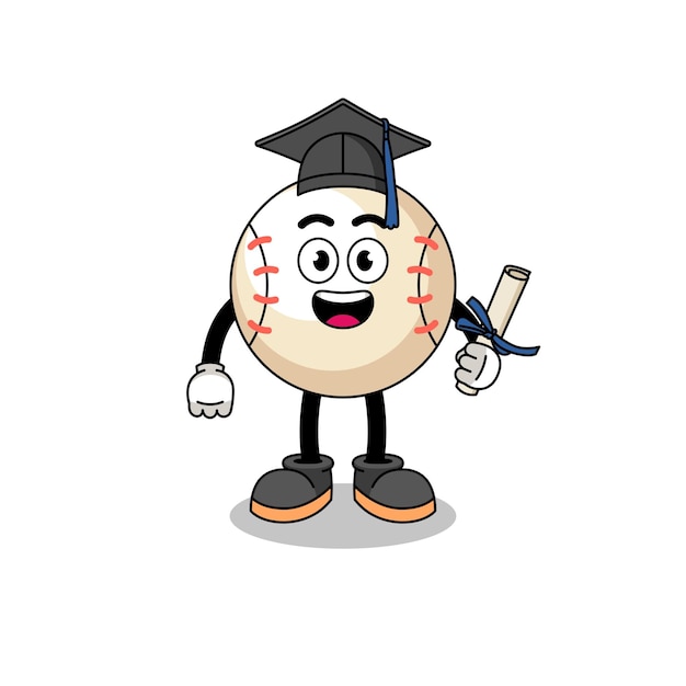 Honkbal mascotte met afstuderen pose