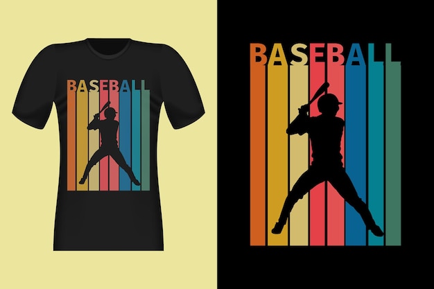 Honkbal silhouet vintage retro t-shirt ontwerp