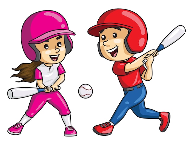 Honkbal softbal speler kinder cartoon