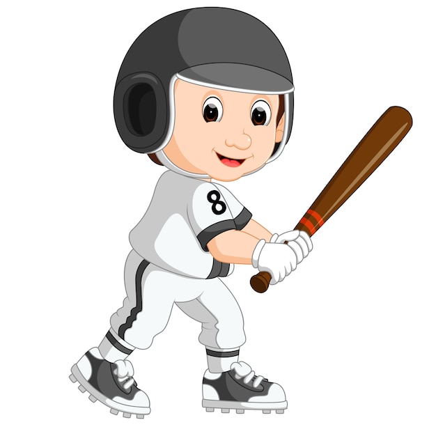 Honkbal speler kid cartoon