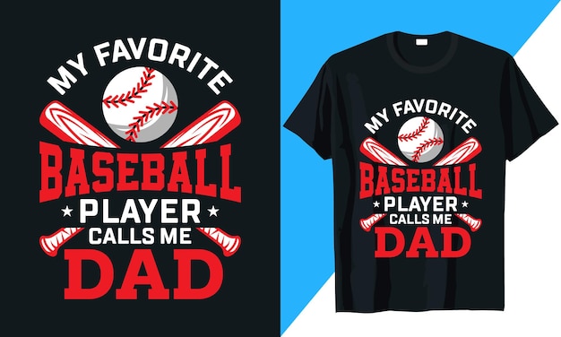 Vector honkbal t-shirt ontwerp vector met honkbal elementen en typografie mijn favoriete honkbalspeler
