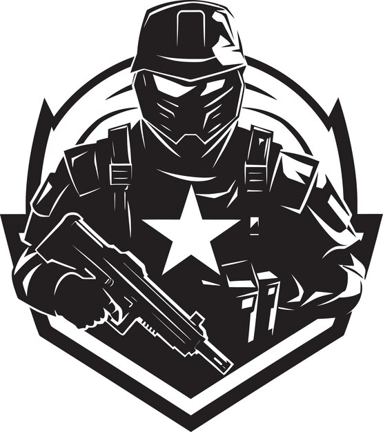 Обозначенный честью солдат Логотип Икона Вектор Стражи Бдительность Иконический дизайн эмблемы