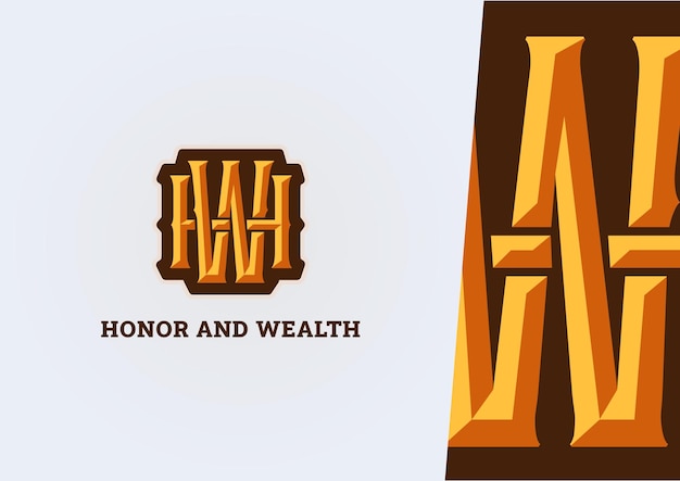 名誉と富のモノグラム ロゴデザインベクトル