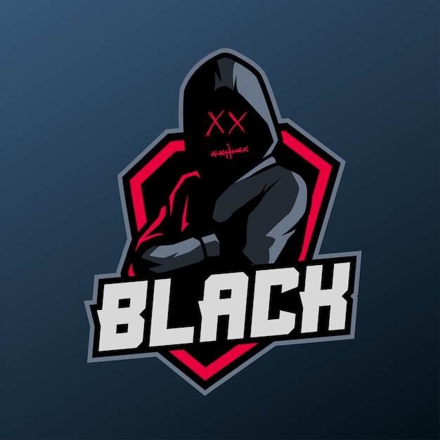 hooded man mascot for sports and esports logo isolated on dark background