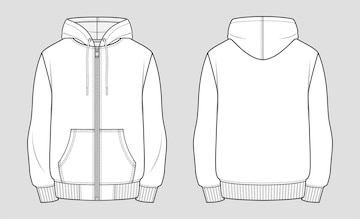 Premium Vector | Hooded sweat jacket with zipper. technical sketch of ...