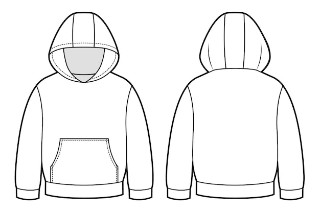 Girls crop sweatshirt fashion flat sketch template. technical fashion  illustration. rib crew neck, cuffs and waistband. | CanStock