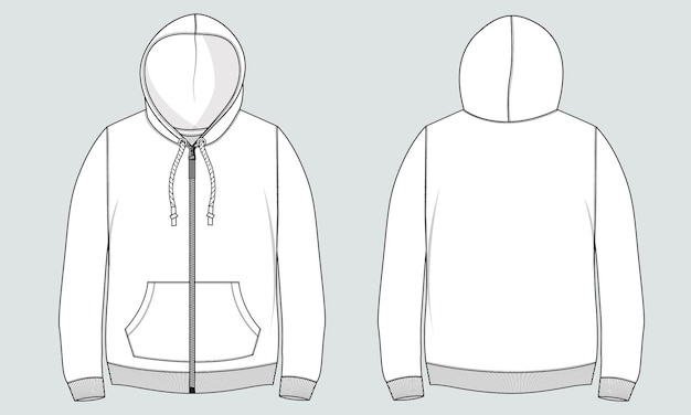 Vector hoodie flat sketch vector illustration template