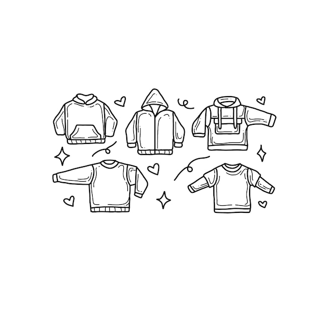 Vector hoodie handrawn doodle illustrations vector