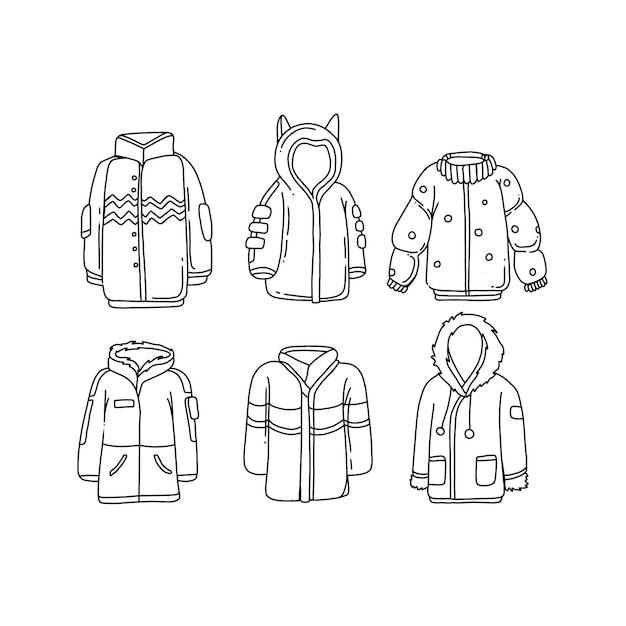 Hoodie and jacket handrawn doodle illustrations vector set