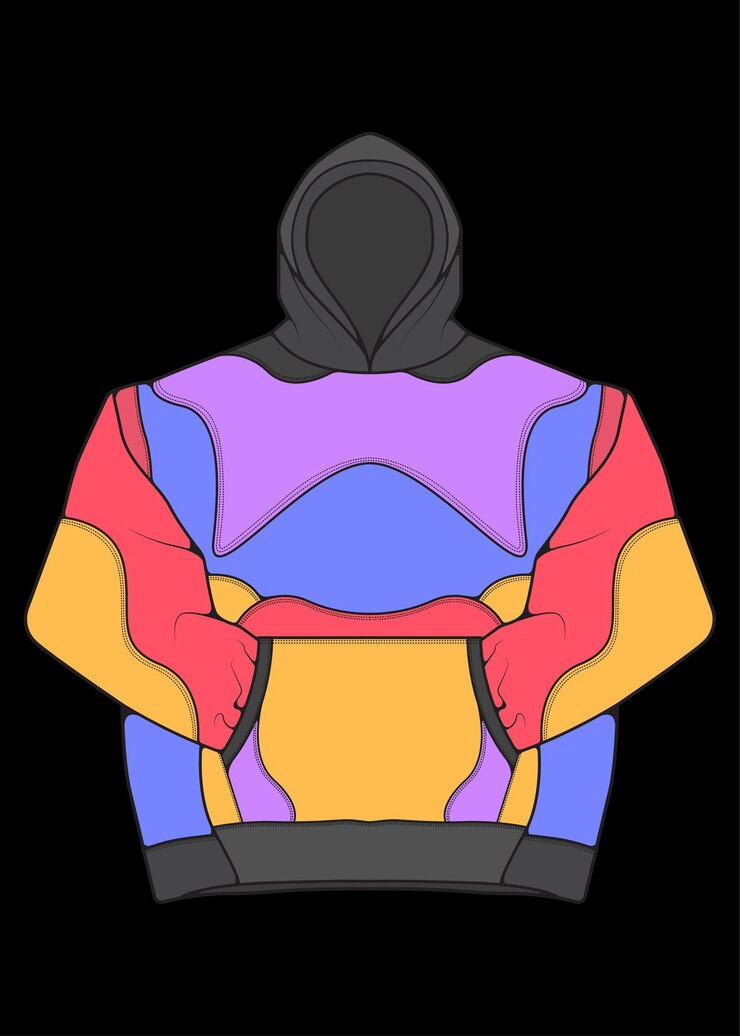 Vector hoodie oversized jacket coloring drawing vector hoodie jacket oversized trainers template hoodie jacket vector illustration