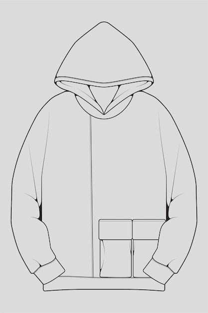 Hoodie oversized outline drawing vector hoodie oversized in a sketch style trainers template