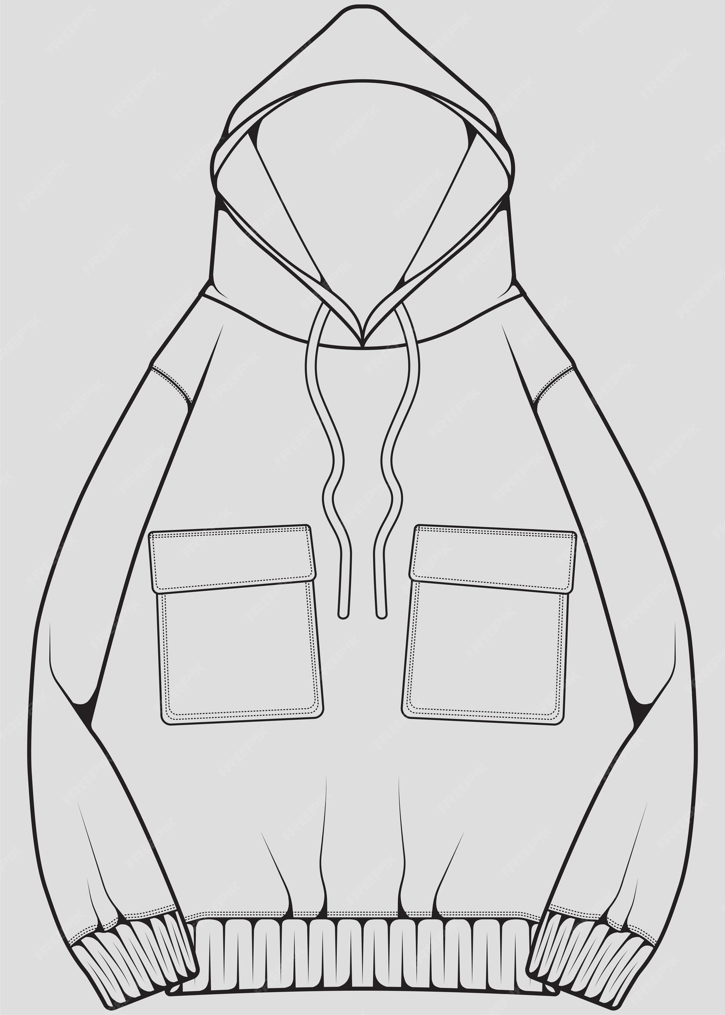 Premium Vector Hoodie oversized outline drawing vector hoodie