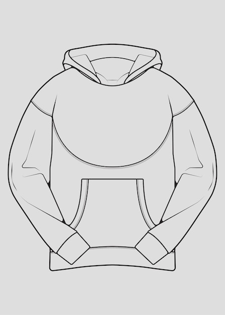 Vector hoodie oversized outline drawing vector hoodie oversized in a sketch style