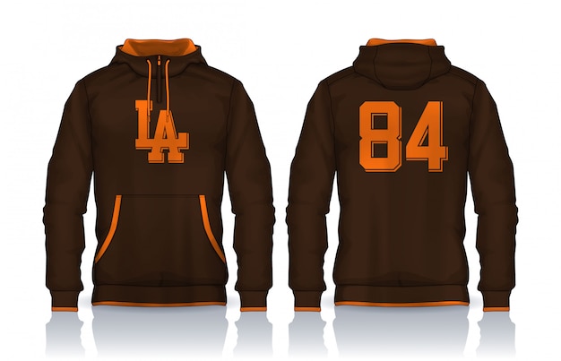 Hoodie shirts template.jacket design, sportswear track front and back view.