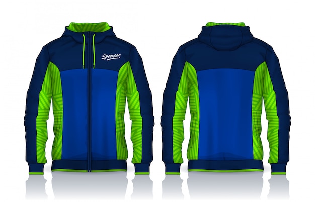 Hoodie shirts template.jacket design, sportswear track front and back view.