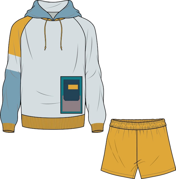 Hoodie and short set tracksuit for men and boys vector