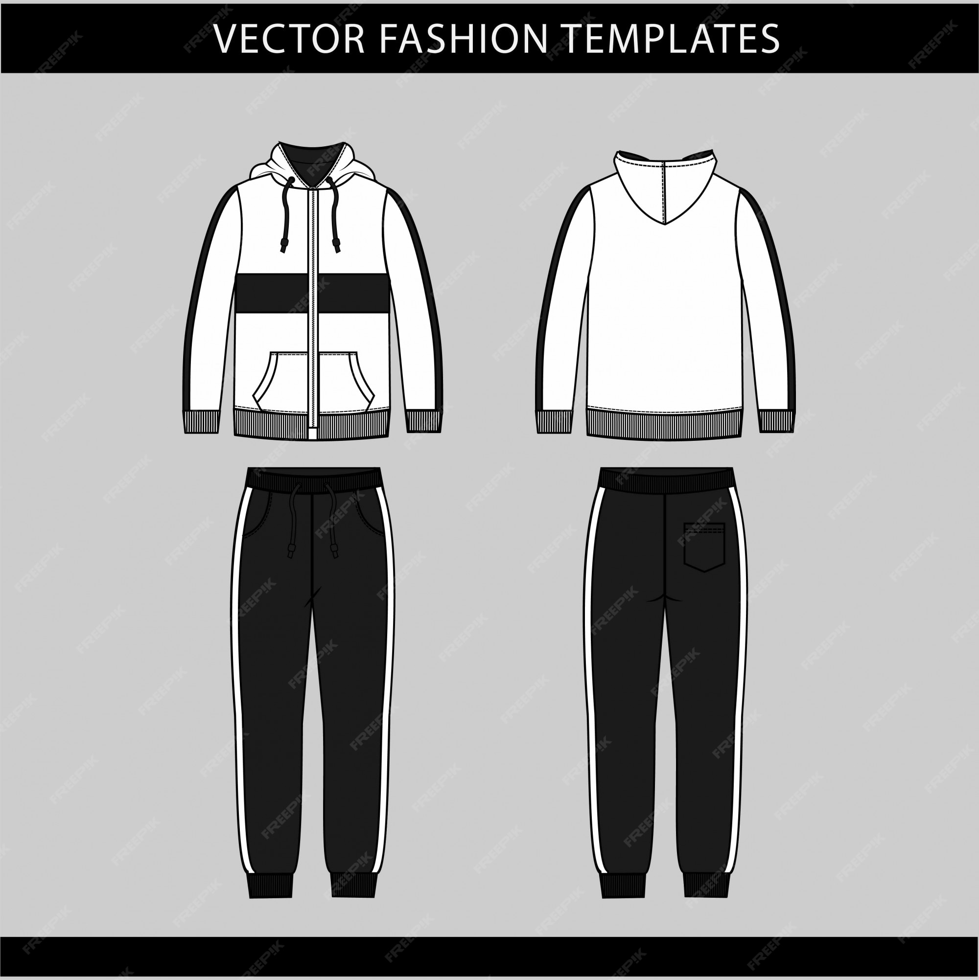 Premium Vector | Hoodie and sweat pants fashion flat sketch template ...