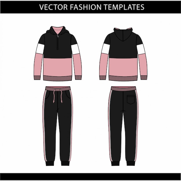 Premium Vector | Hoodie and sweat pants fashion flat sketch template ...