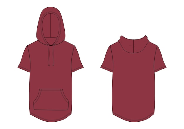 Vector hoodie technical fashion flat sketch vector illustration template