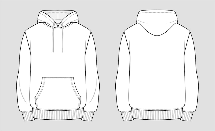 Vector hoodie. technical sketch of clothes. 