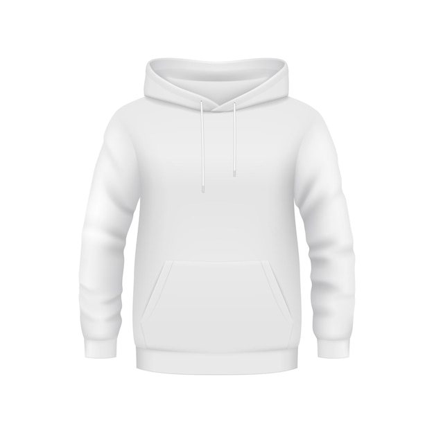 Vector hoodie wit sweatshirt 3d-vector kleding mockup