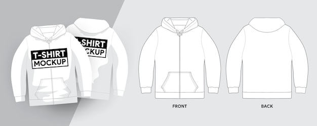 Hoodies t-shirt template outline stroke illustrations