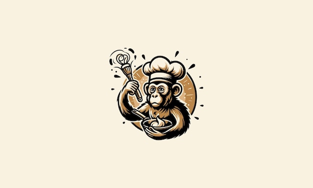 hoofd aap koken vector illustratie plat ontwerp logo