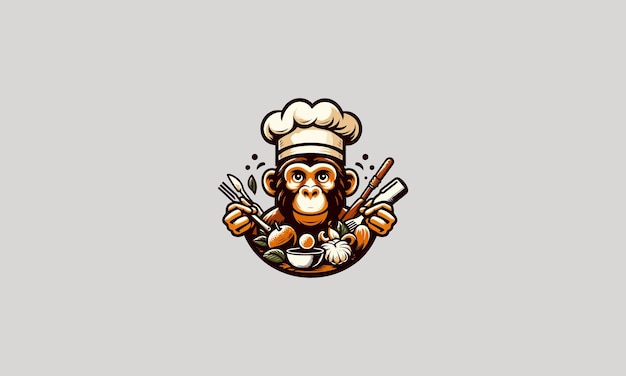 hoofd aap koken vector illustratie plat ontwerp logo
