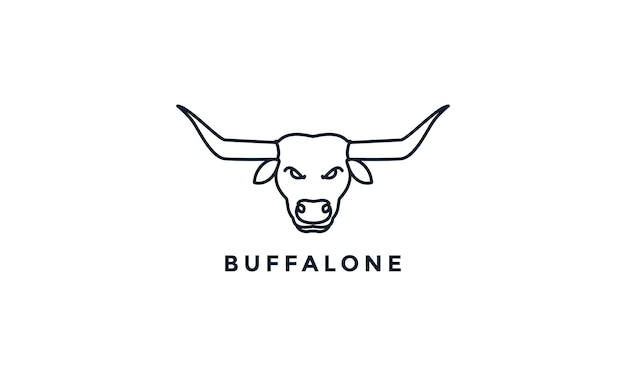 Hoofd buffel of koe lijn overzicht hipster logo vector pictogram illustratie