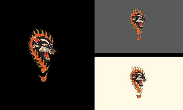 Hoofd cheetah en vlammen vector mascotte ontwerp