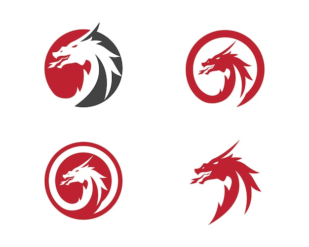 Hoofd draak egale kleur logo sjabloon vectorillustratie