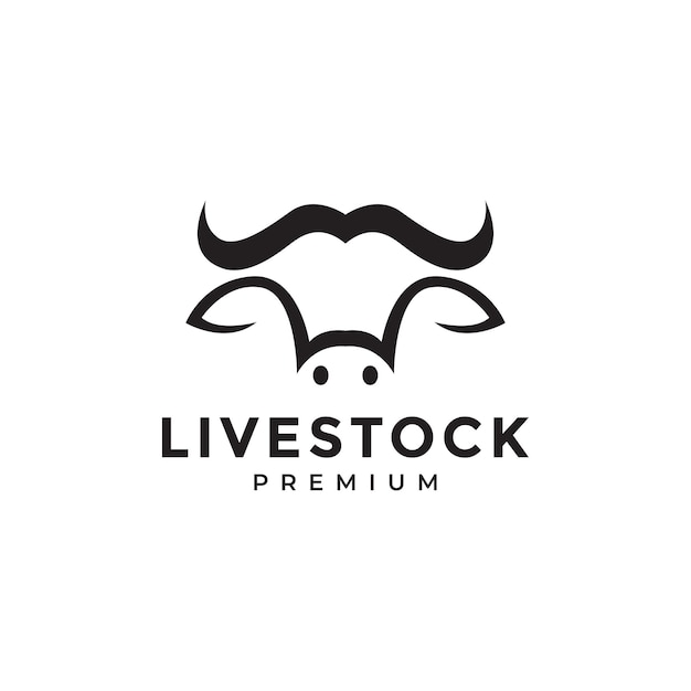 Hoofd eenvoudige geïsoleerde koe of buffel logo ontwerp vector grafisch symbool pictogram illustratie creatief idee