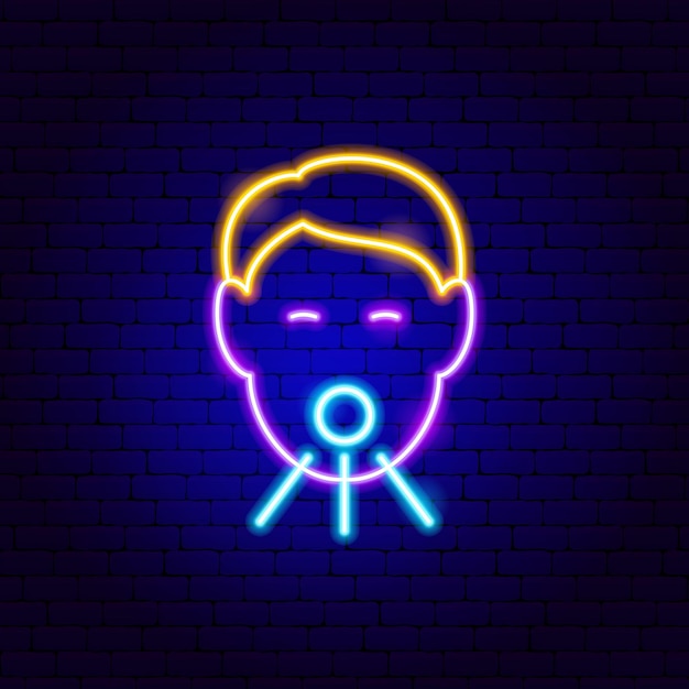 Hoofd hoest neon teken. Vectorillustratie van medische promotie.