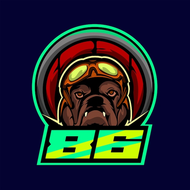 hoofd hond mascotte logo concept illustratie hond met helm race