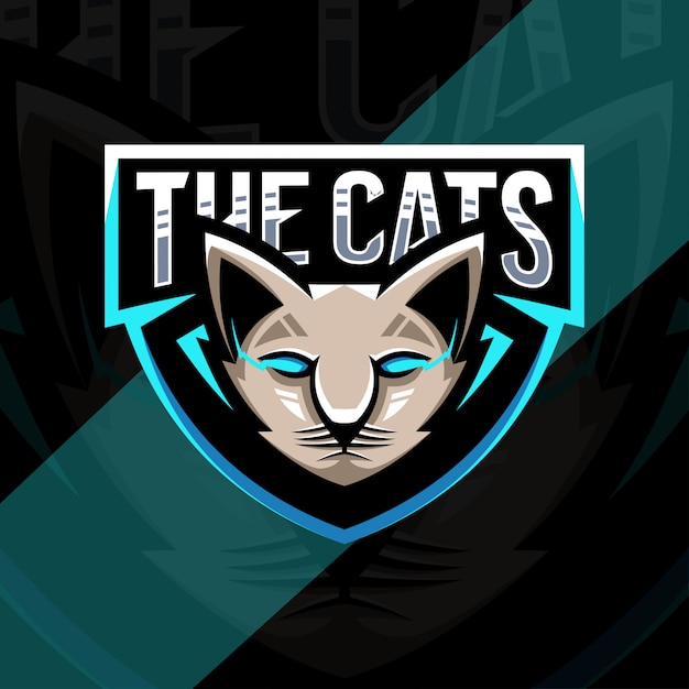 Hoofd kat mascotte logo esport ontwerp