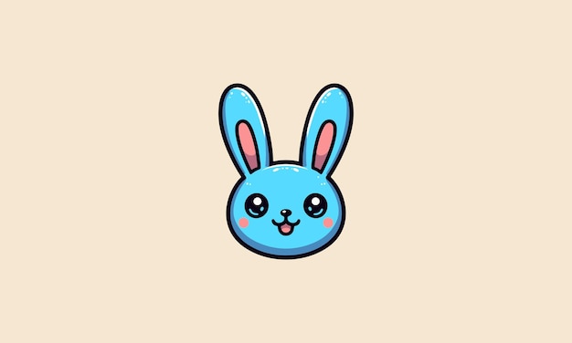 hoofd konijn blauw schattige vector illustratie mascotte plat ontwerp