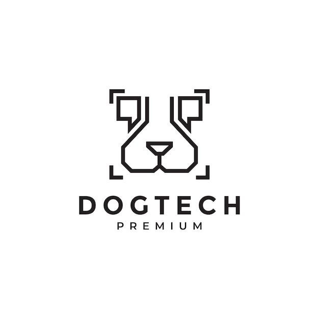 Hoofd lijn moderne technologie gezicht hond logo ontwerp vector grafisch symbool pictogram illustratie creatief idee