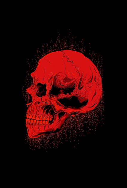 Hoofd menselijke schedel bloed kunstwerk illustratie