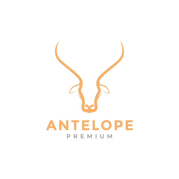 Hoofd minimale antilope lange hoorn logo ontwerp vector grafisch symbool pictogram illustratie creatief idee