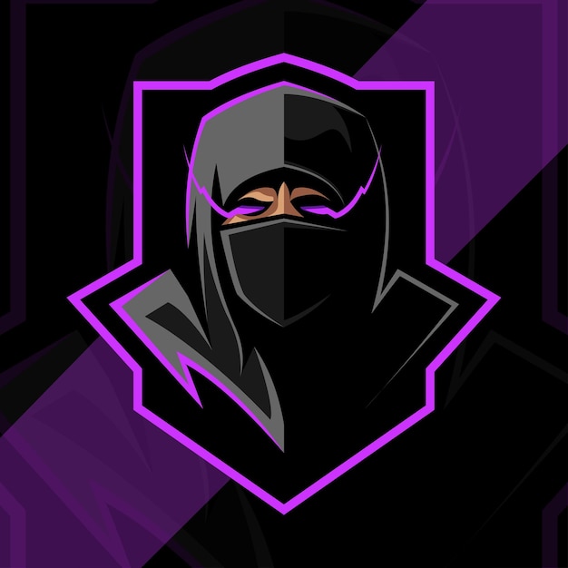 Hoofd ninja mascotte logo esport ontwerp