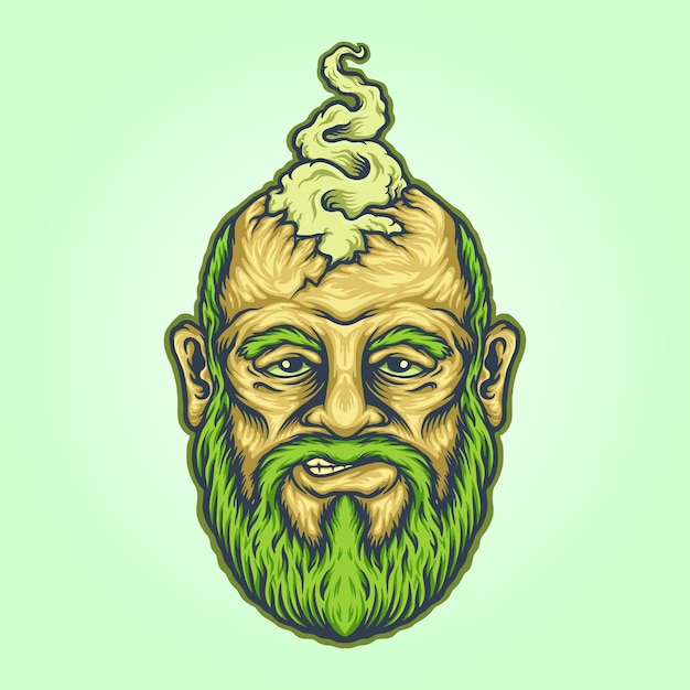 Hoofd oude vape mascotte illustraties