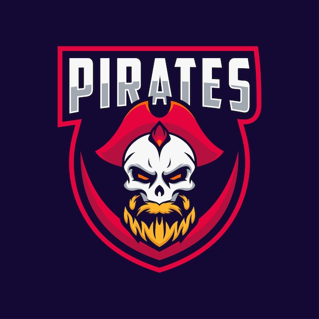 Hoofd schedel piraat esport logo afbeelding